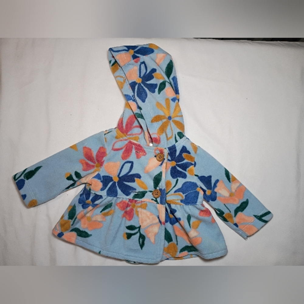 Newborn Floral Hooded Baby Onesie with Wooden Buttons